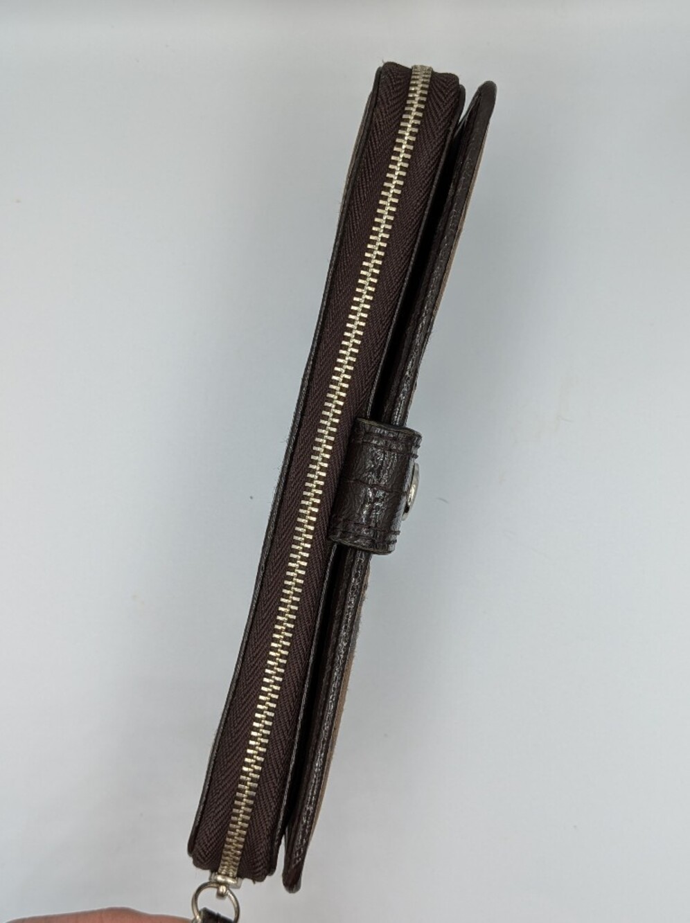 Coach Signature C Jacquard Canvas Patent Leather Zip Around Folding Wallet Dark - Picture 5 of 16